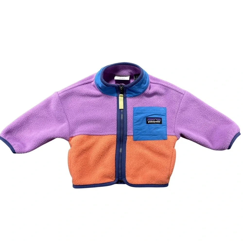 Patagonia Jacket Girls 3-6 Months Multicolor Fleece Full Zip Pocket Colorblock